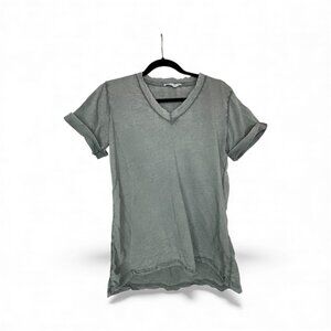 Tempo Paris Medium/Large Grey Blue Shirt Distressed Worn Short Sleeves